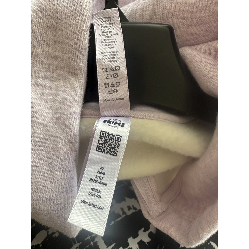 SKIMS Limited Edition Cotton Fleece Cropped Full Zip Up Hoodie Purple Heather M - Picture 10 of 16